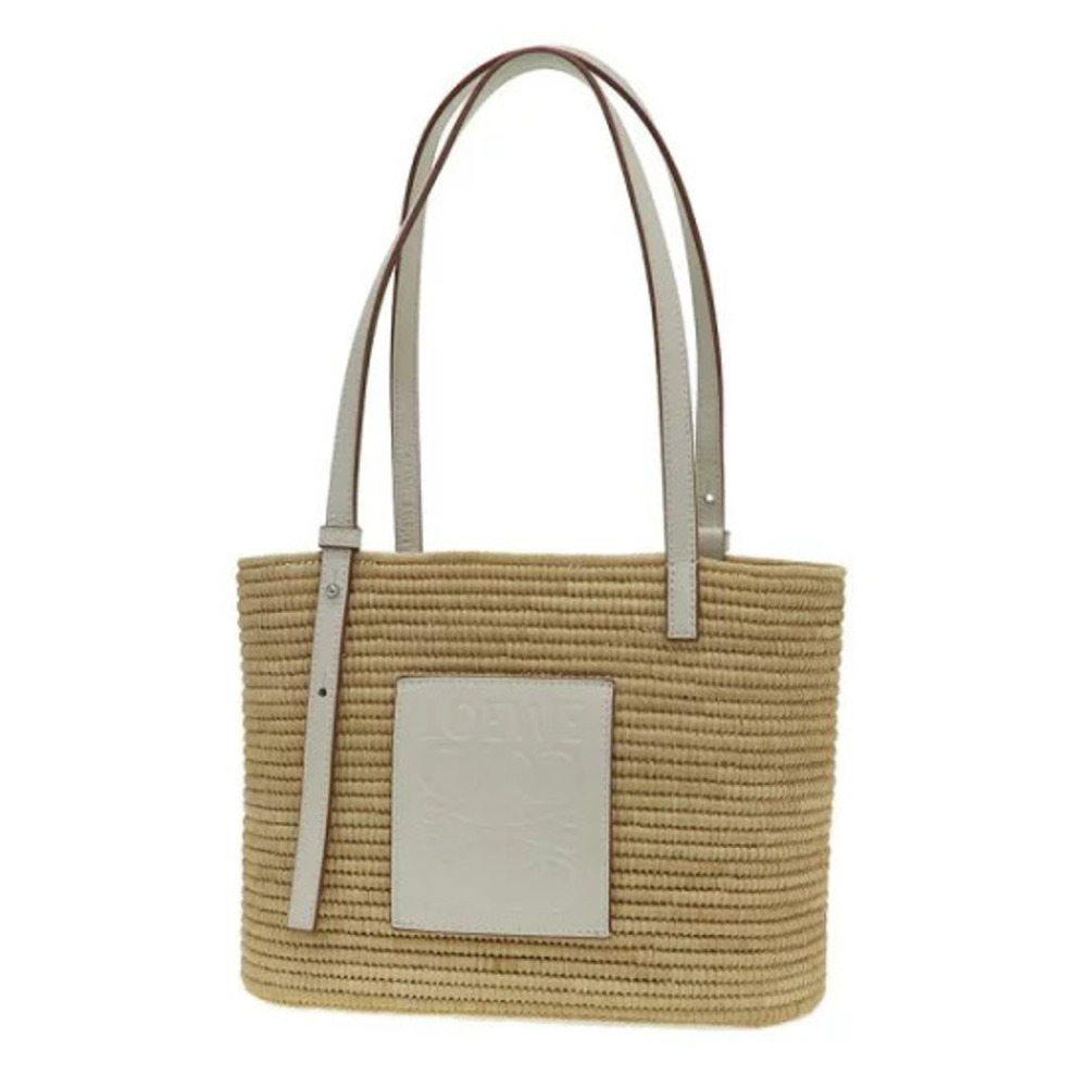 Loewe Square Basket Bag natural raffia brown calfskin leather